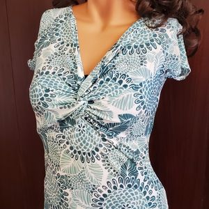 Ann Taylor Floral Mosaic Twist Knot Top